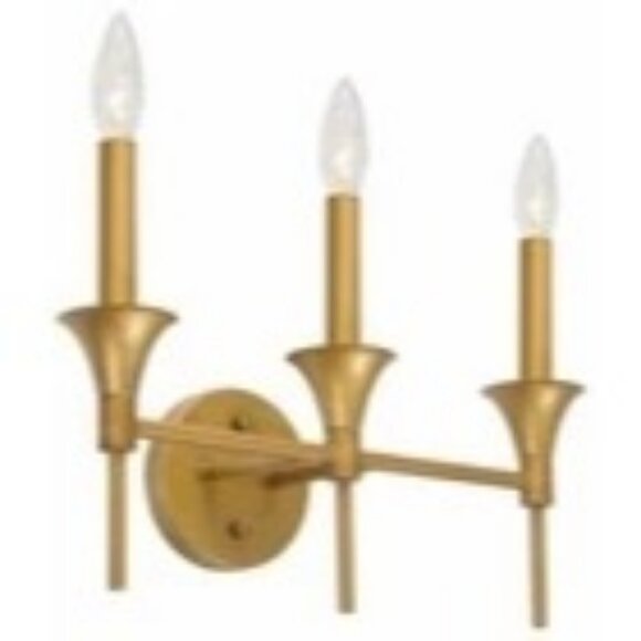 NEW LNC 3-Light Pencil Arm Candle Bathroom Vanity Light Distressed Gold Sconce - Picture 1 of 11